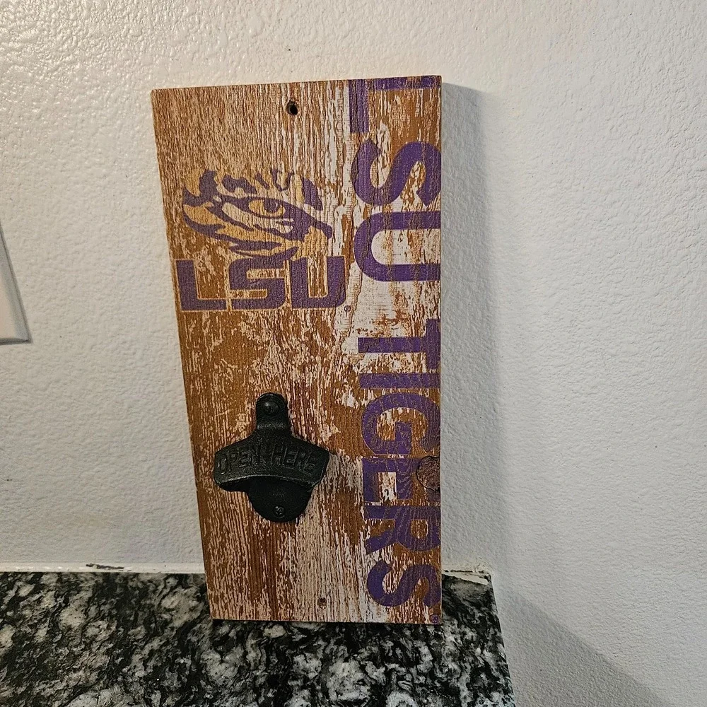 LSU Wooden Bottle Opener Wall Mounted Gifts for Men Beer Lovers‎ NFL